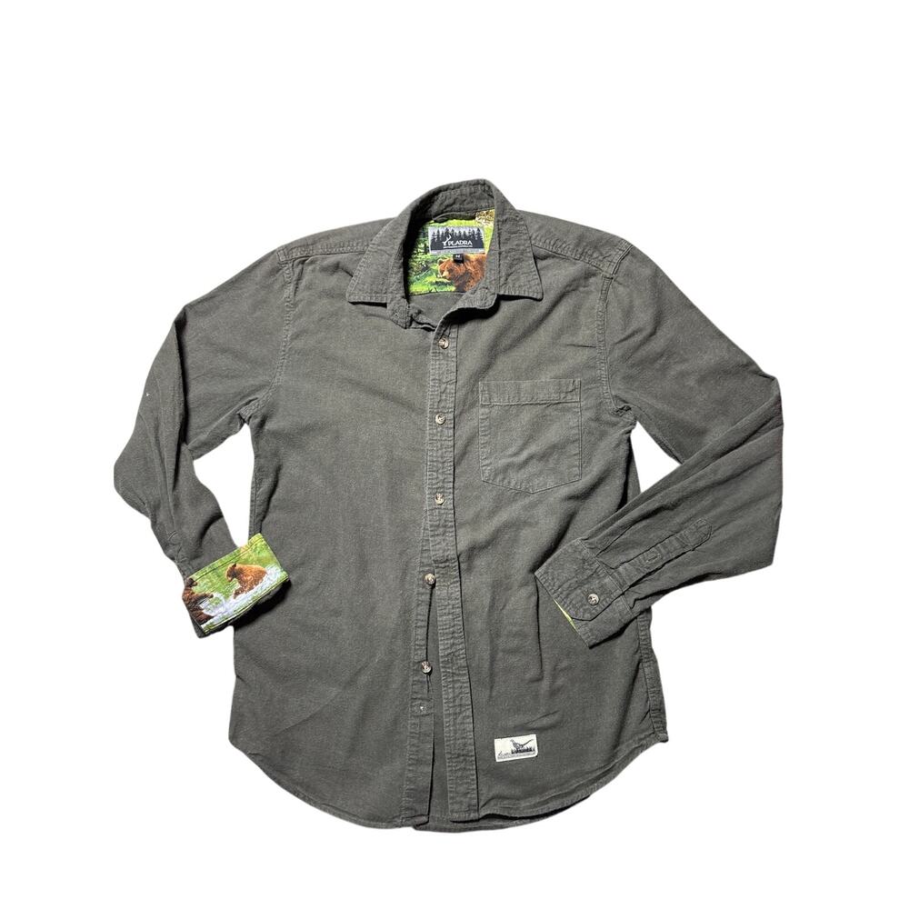 PLADRA Bear Cuff Button Down Shirt Hidden Print